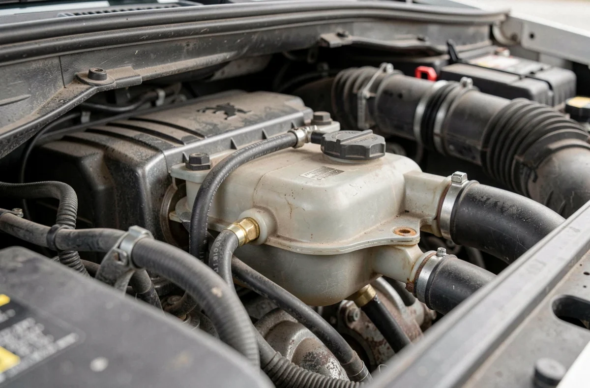 Canister de purge et durites vacuum sur moteur diesel Peugeot liés au code défaut P1445
