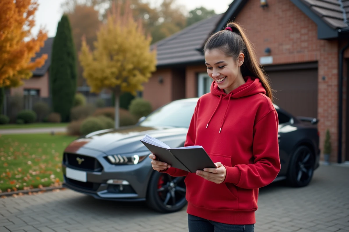 Femme lisant le manuel d