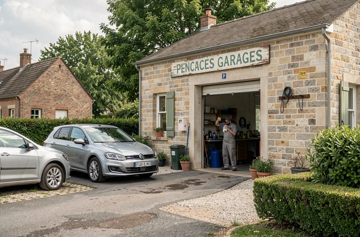 Façade du Garage de la Houssoye, un garage multimarque indépendant dans le village de la Houssoye dans l'Oise