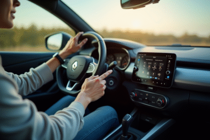 Personne entrant un code dans une Renault moderne en journée